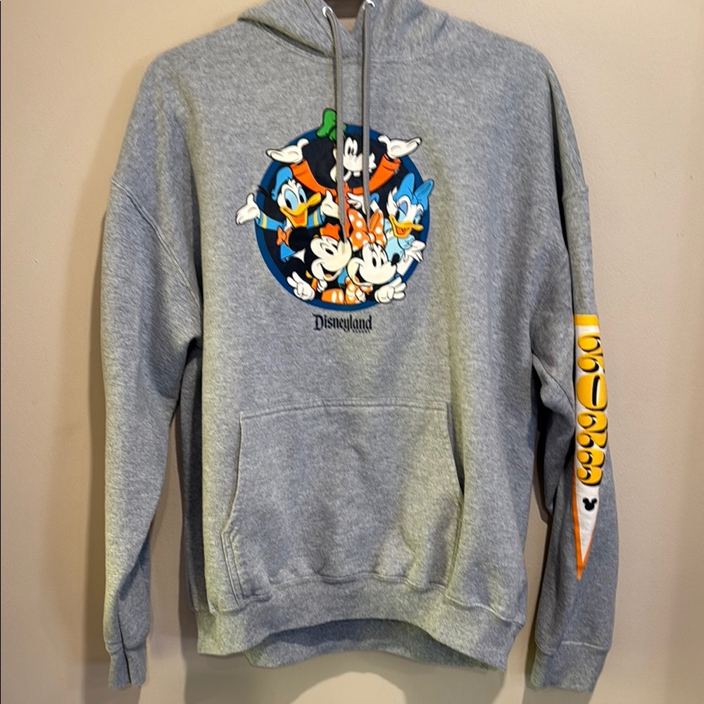 Disney 2023 Gray Sweatshirt Hoodie Graphic Mickey & Friends Design Disney Parks